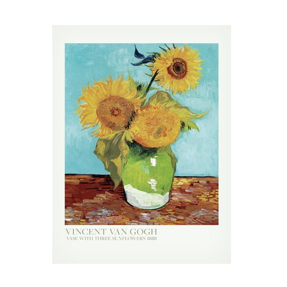Trademark Fine Art Pictufy Vase With Three Sunflowers Canvas Wall Art