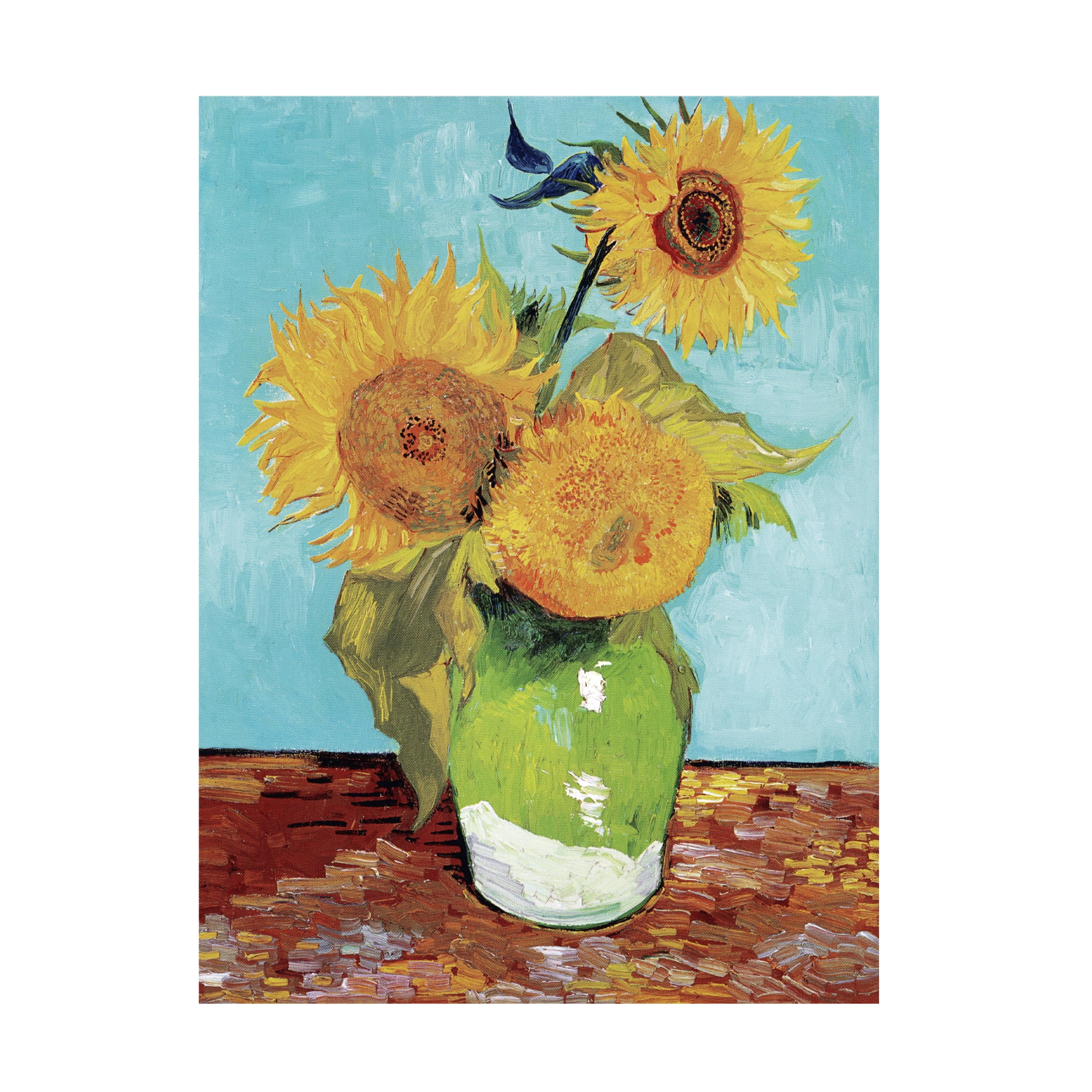 Trademark Fine Art Pictufy  Vase With Three Sunflowers Canvas Wall Art