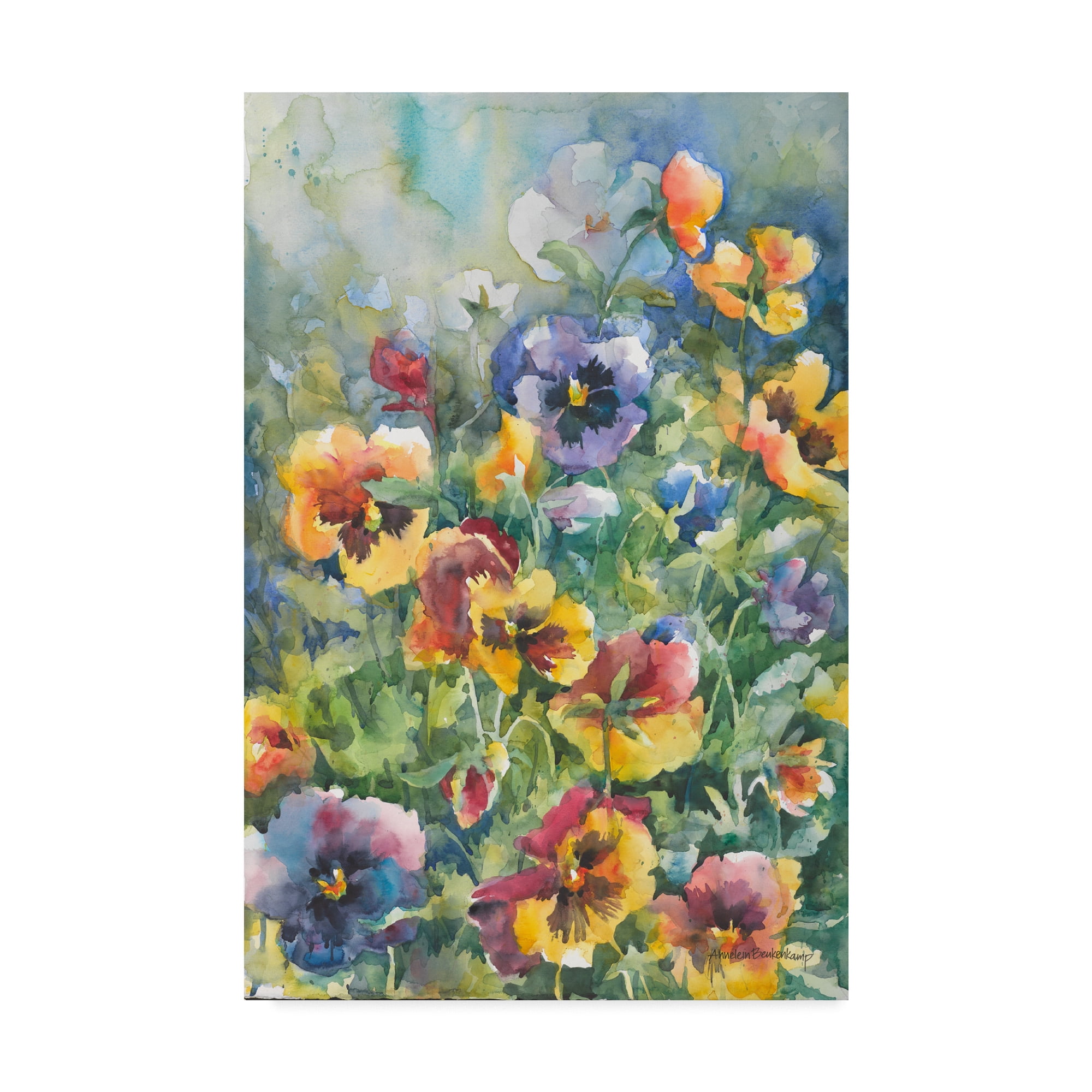 Vibrant Multicolor Floral Watercolor Canvas Art, 16x24 Inches