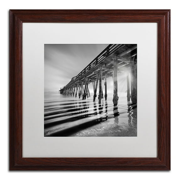 Trademark Fine Art "Pier and Shadows" Canvas Art by Moises Levy White Matte, Wood Frame