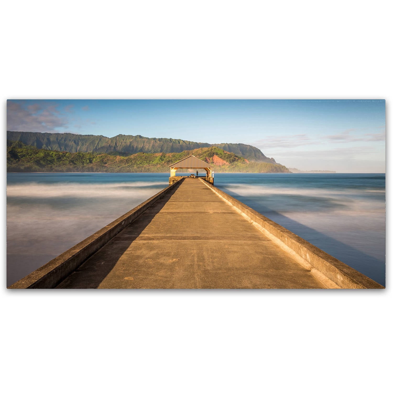 Hanalei Bay Pier Framed Canvas Art in Blue and Green