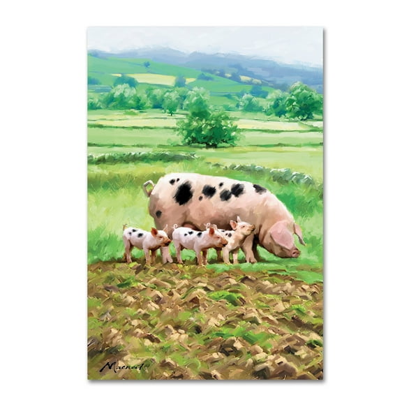 Trademark Fine Art 'Pig And Piglets' Canvas Art by The Macneil Studio