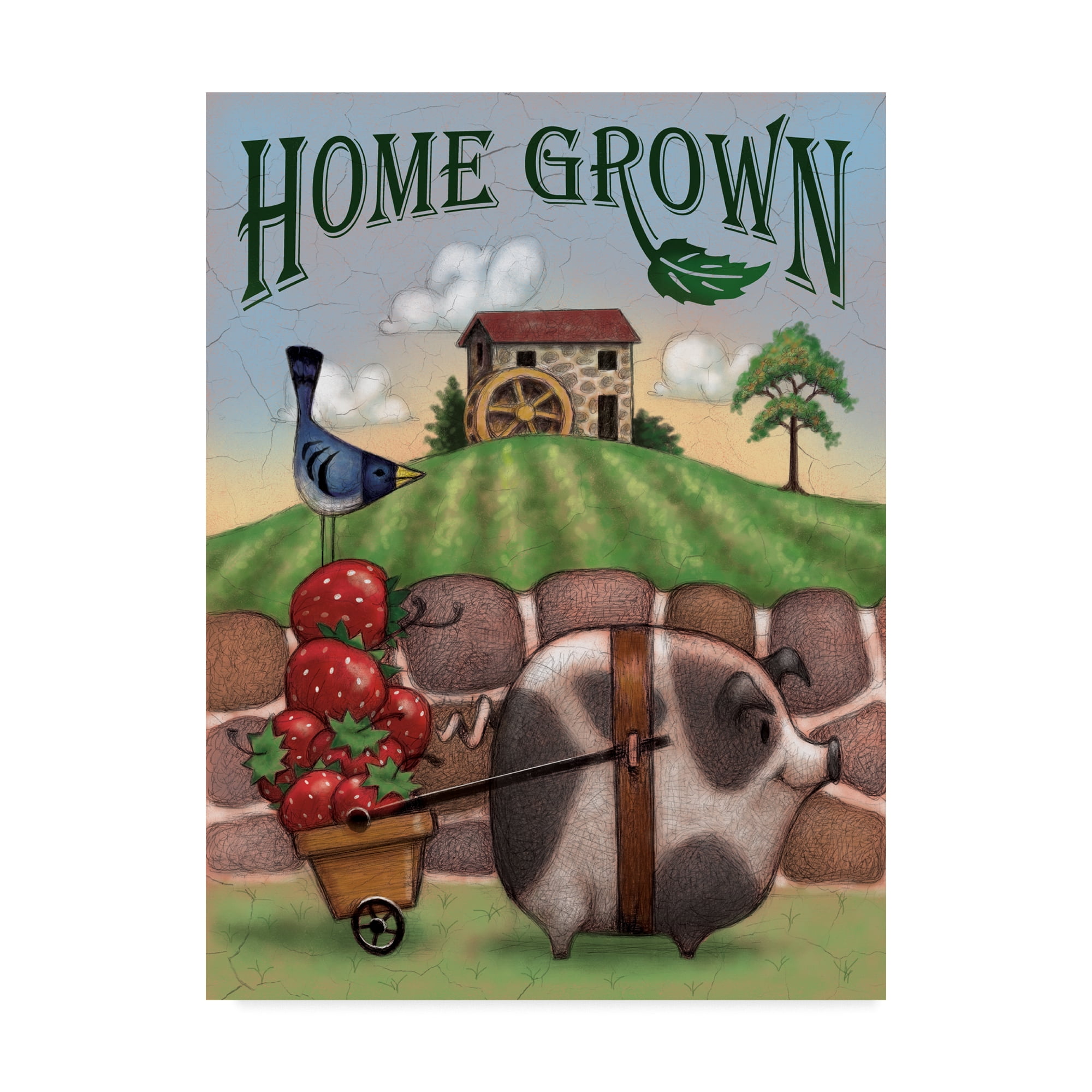Trademark Fine Art 'Pig And Strawberries' Canvas Art by Margaret Wilson
