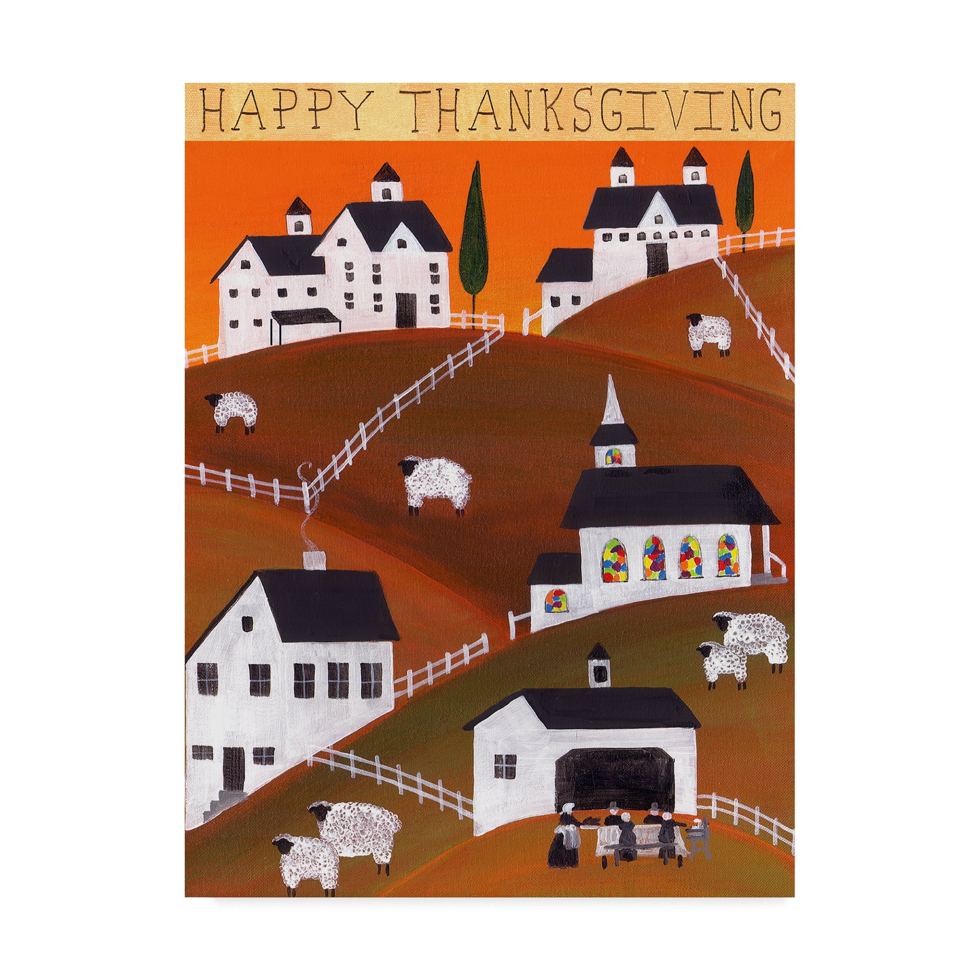 Trademark Fine Art 'Pilgrim And Sheep Happy Thanksgiving' Canvas Art by Cheryl Bartley
