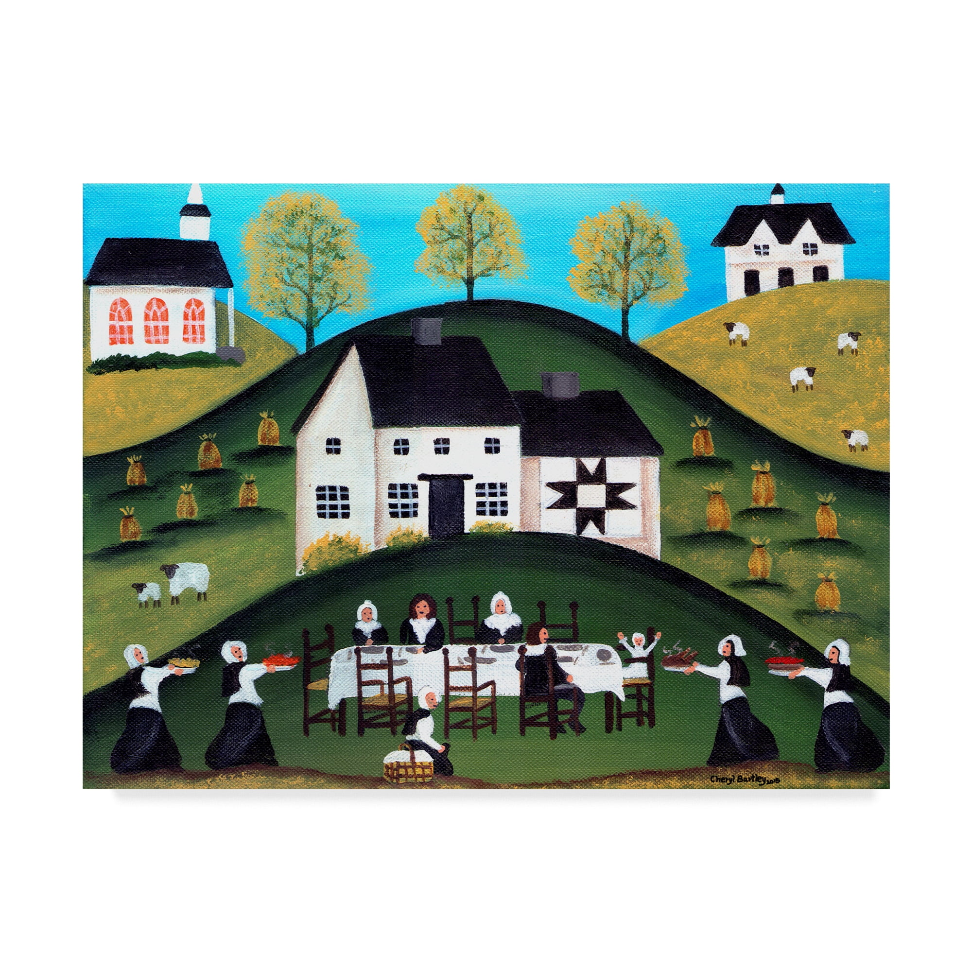 Trademark Fine Art 'Pilgrim Thanksgiving Dinner' Canvas Art by Cheryl Bartley