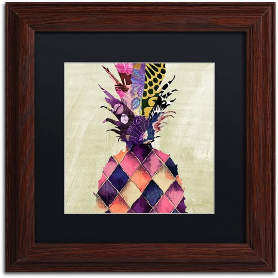 Trademark Fine Art "Pineapple Brocade III" Canvas Art by Color Bakery Black Matte, Wood Frame