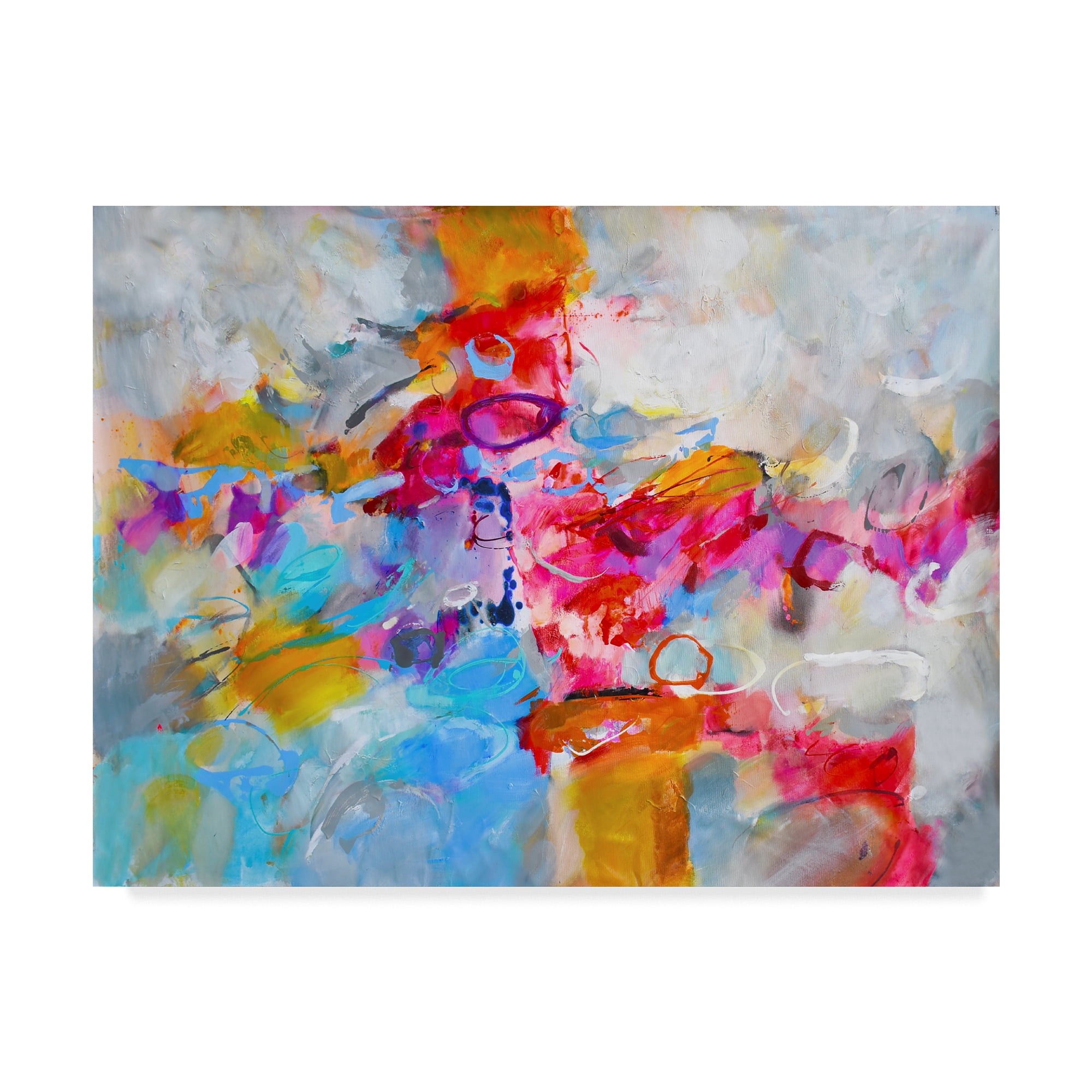 Vibrant Abstract Pink and Orange Canvas Art