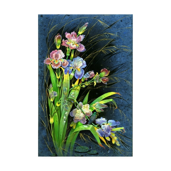 Trademark Fine Art 'Pink Blue Tall Flowers' Canvas Art by Tania Fedorova