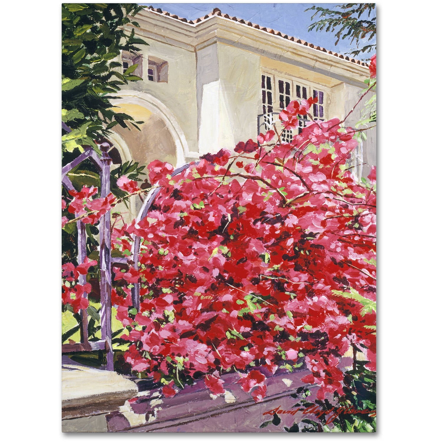 Pink Bougainvillea Mansion Canvas Art by David Lloyd Glover