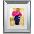 thumbnail image 1 of Trademark Fine Art "Pink Carnations in Cobalt Blue Vase" Canvas Art by Lois Bryan White Matte, Silver Frame, 1 of 4