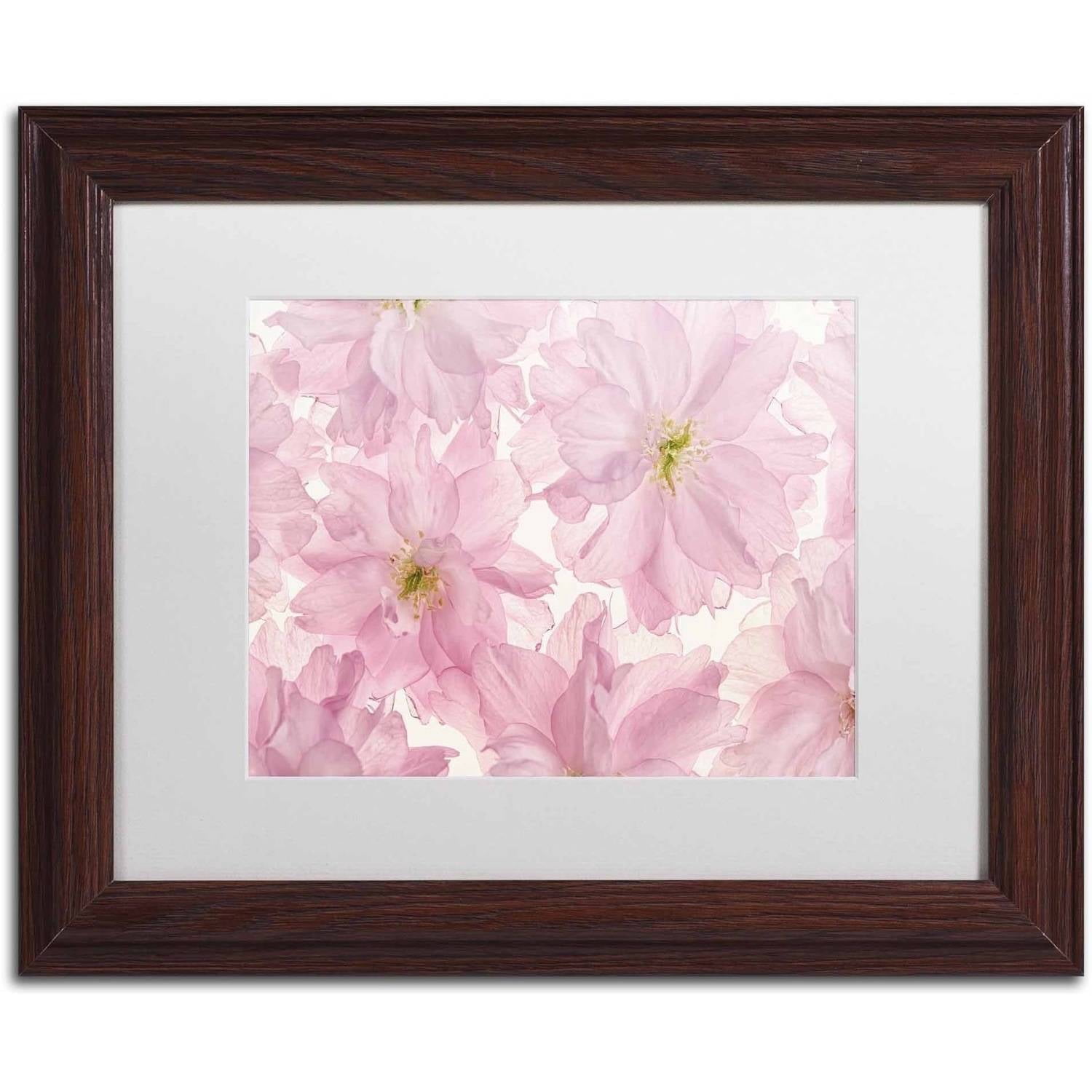 Trademark Fine Art 'Pink Cherry Blossom' Canvas Art by Cora Niele, White Matte, Wood Frame