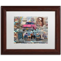 Trademark Fine Art "Pink Chevy in Havana" Canvas Art by Alberto Lopez, White Matte, Wood Frame