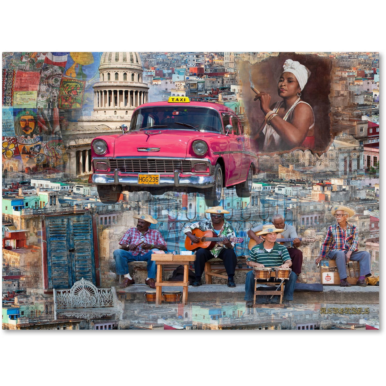 Trademark Fine Art "Pink Chevy in Havana" Canvas Art by Alberto Lopez
