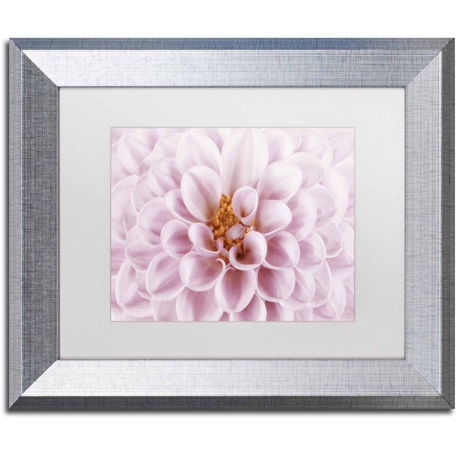 Trademark Fine Art 'Pink Dahlia' Canvas Art by Cora Niele, White Matte, Silver Frame