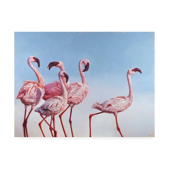 Trademark Fine Art 'Pink Ladies Flamingos' Canvas Art by Lucia Hefferna