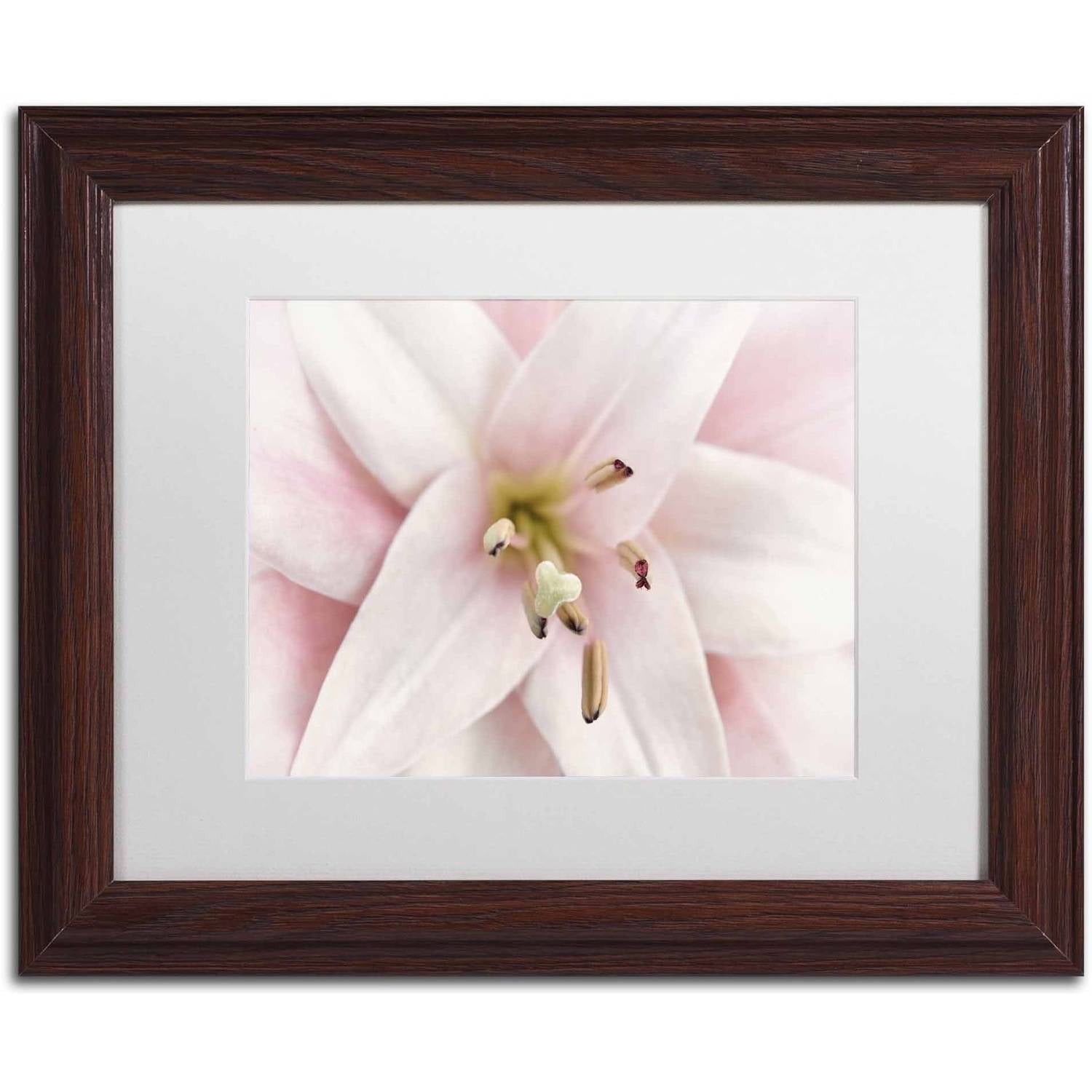 Trademark Fine Art 'Pink Lily' Canvas Art by Cora Niele, White Matte, Wood Frame