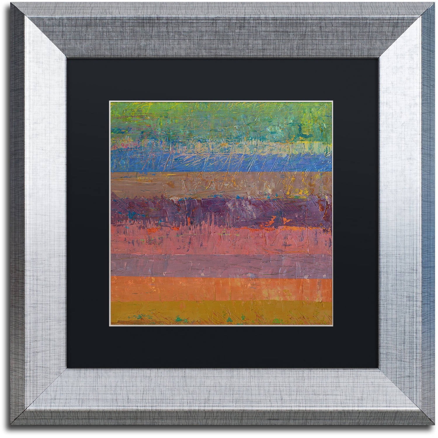 Trademark Fine Art "Pink Line" Canvas Art by Michelle Calkins, Black Matte, Silver Frame