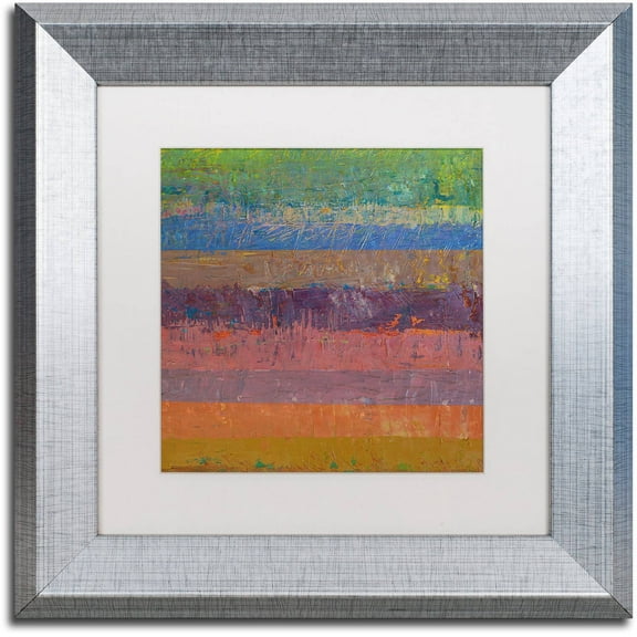 Trademark Fine Art "Pink Line" Canvas Art by Michelle Calkins, White Matte, Silver Frame