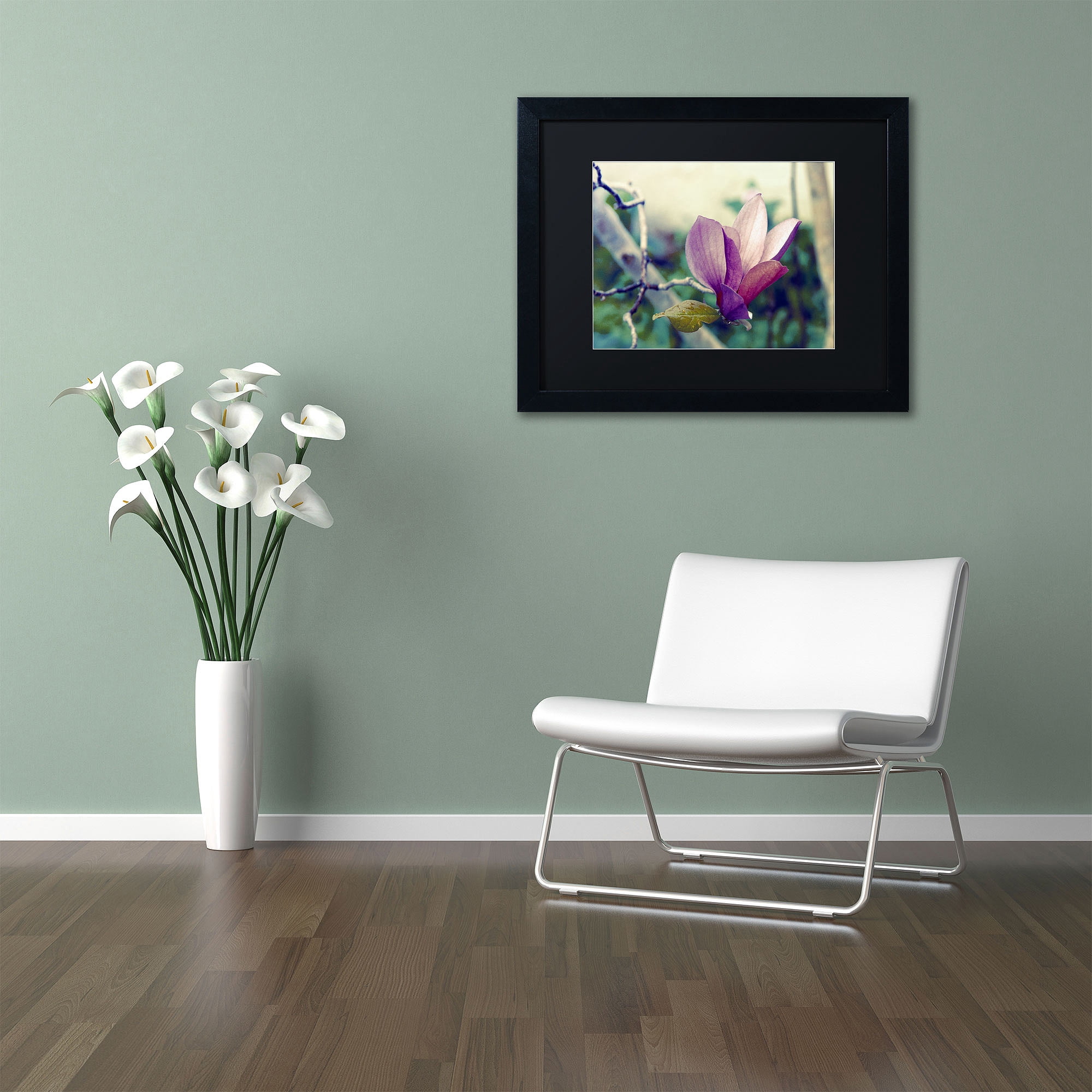 Trademark Fine Art "Pink Magnolia" Canvas Art by Patty Tuggle, Black Matte, Black Frame