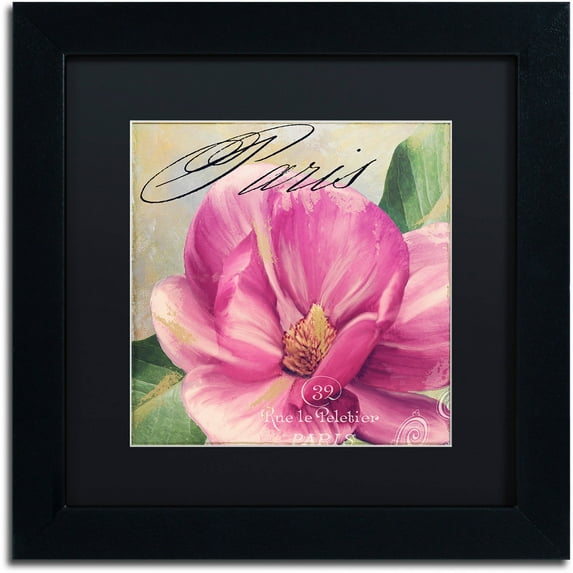 Trademark Fine Art "Pink Magnolia I" Canvas Art by Color Bakery Black Matte, Black Frame