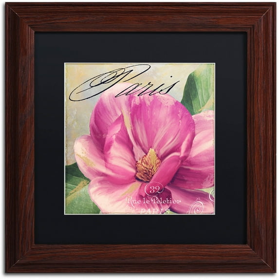 Trademark Fine Art "Pink Magnolia I" Canvas Art by Color Bakery Black Matte, Wood Frame