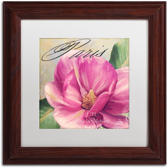 Trademark Fine Art "Pink Magnolia I" Canvas Art by Color Bakery White Matte, Wood Frame