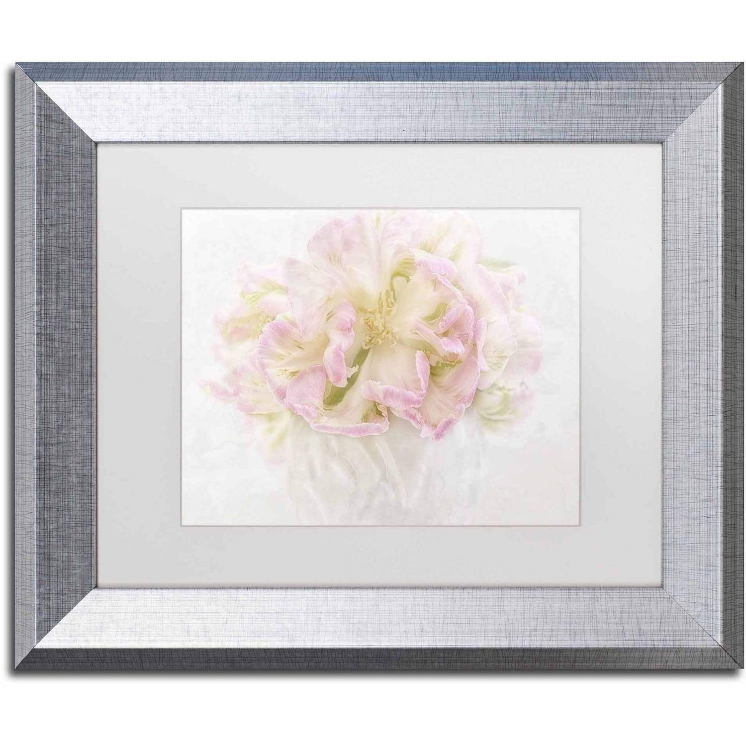 Trademark Fine Art 'Pink Parrot Tulips Bouquet' Canvas Art by Cora Niele, White Matte, Silver Frame