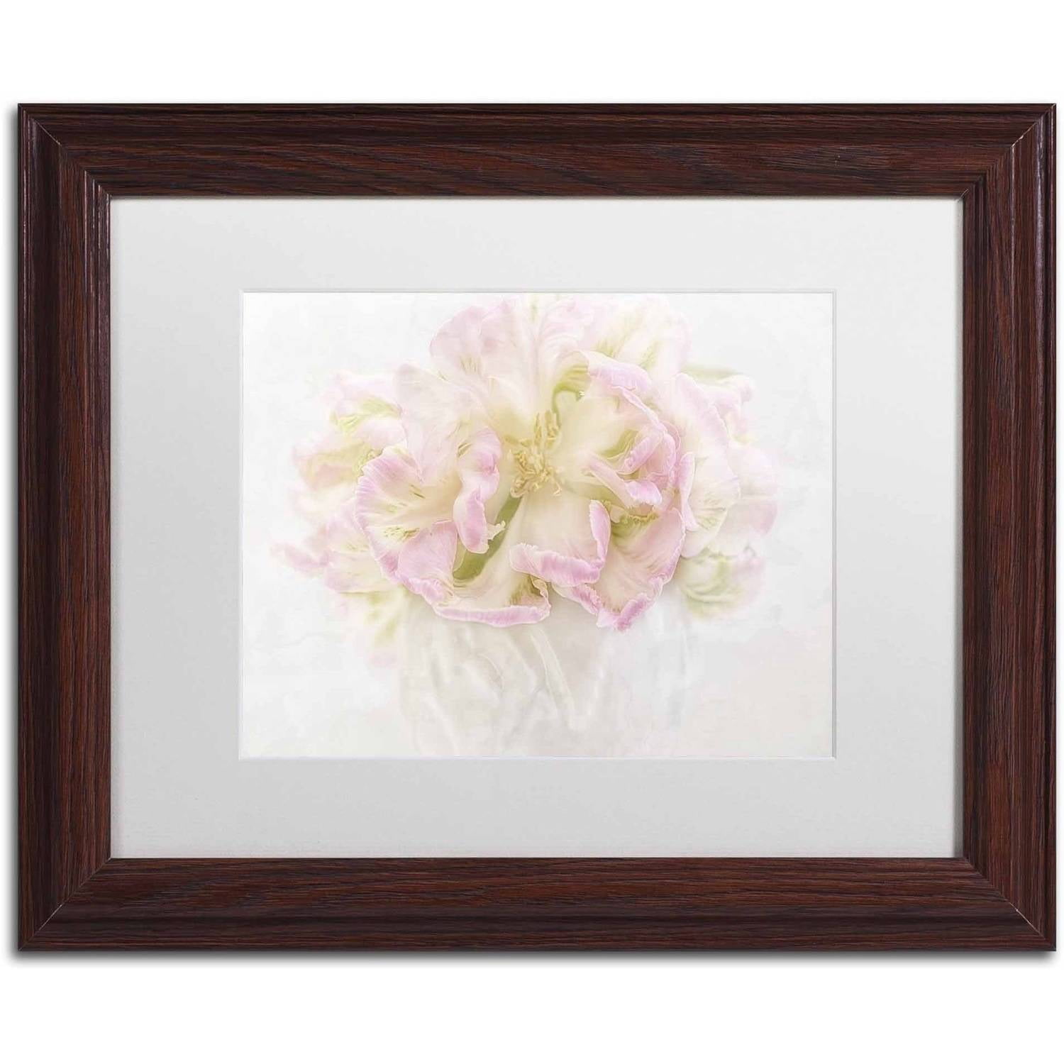 Trademark Fine Art 'Pink Parrot Tulips Bouquet' Canvas Art by Cora Niele, White Matte, Wood Frame