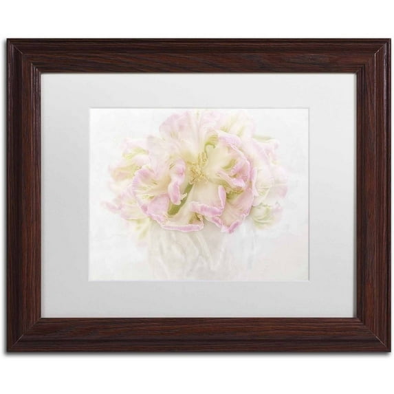 Trademark Fine Art 'Pink Parrot Tulips Bouquet' Canvas Art by Cora Niele, White Matte, Wood Frame