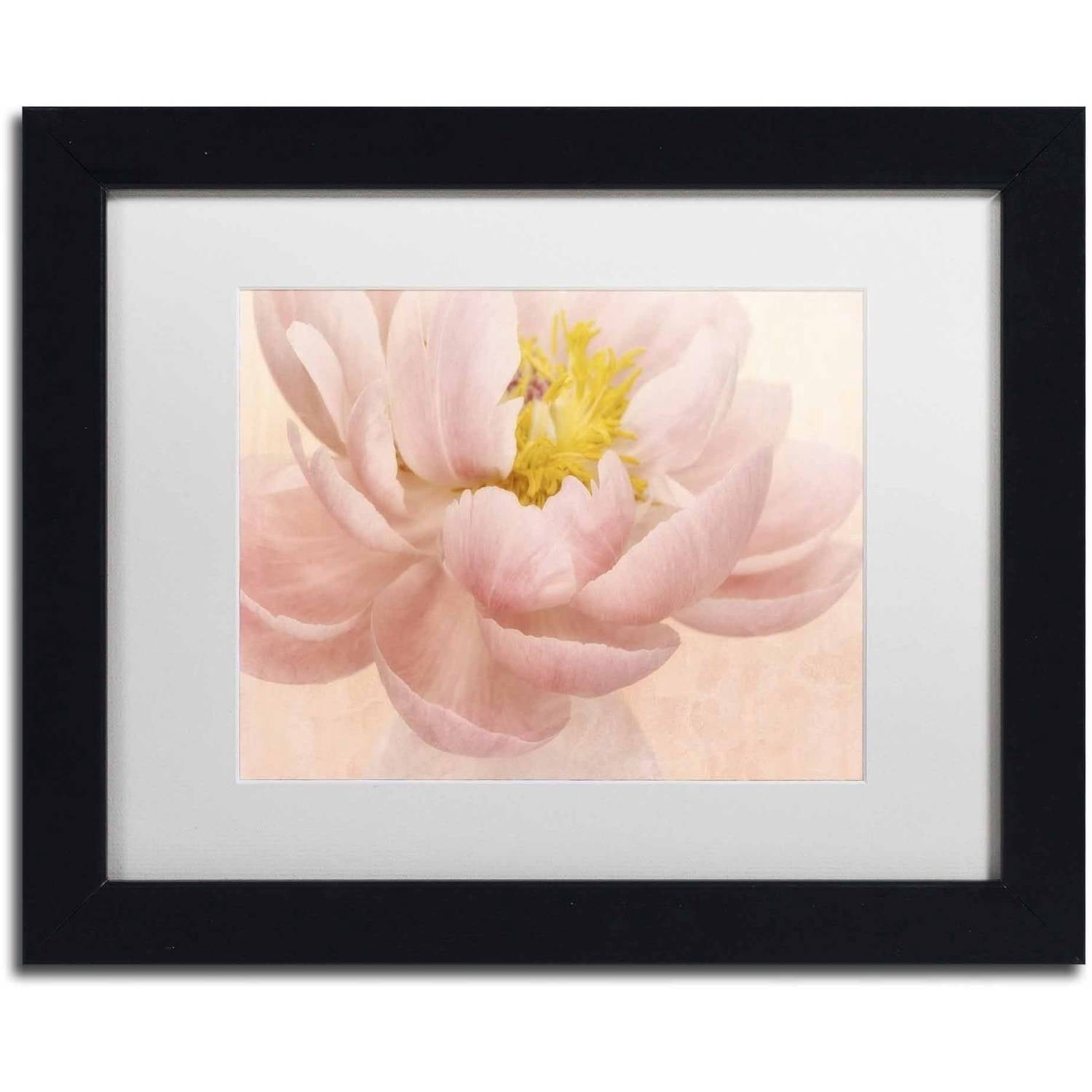 Trademark Fine Art 'Pink Peony' Canvas Art by Cora Niele, White Matte, Black Frame