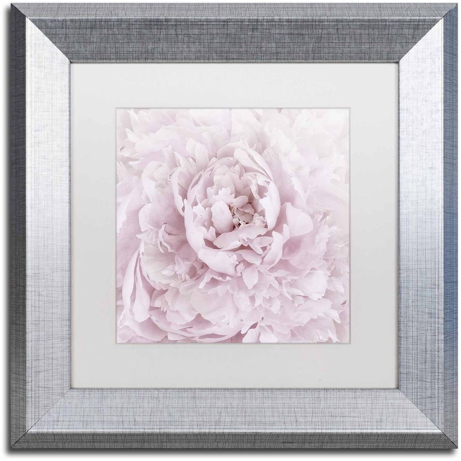 Trademark Fine Art 'Pink Peony Flower' Canvas Art by Cora Niele, White Matte, Silver Frame
