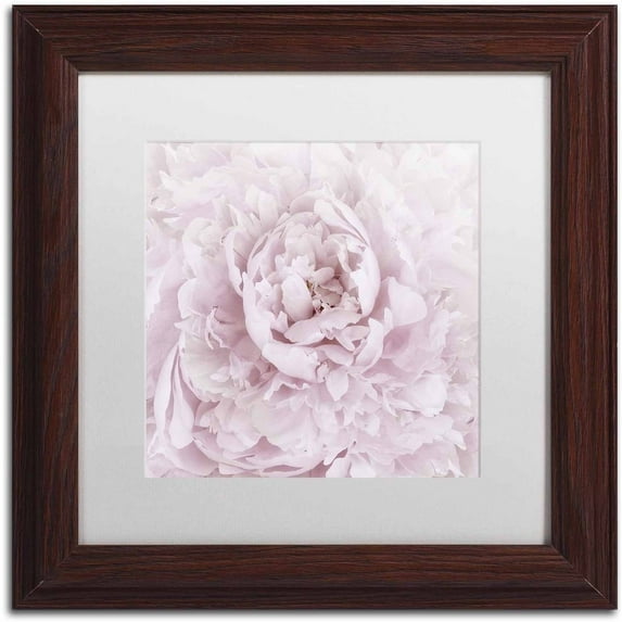 Trademark Fine Art 'Pink Peony Flower' Canvas Art by Cora Niele, White Matte, Wood Frame