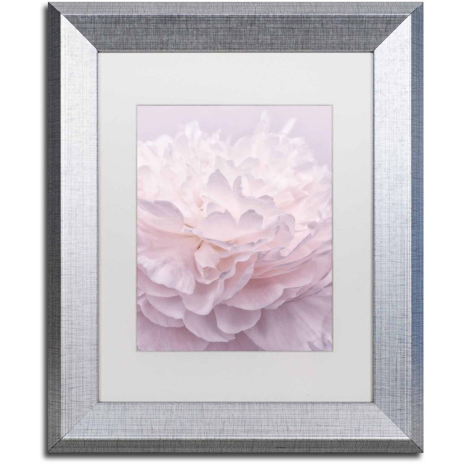 Trademark Fine Art 'Pink Peony Petals I' Canvas Art by Cora Niele, White Matte, Silver Frame
