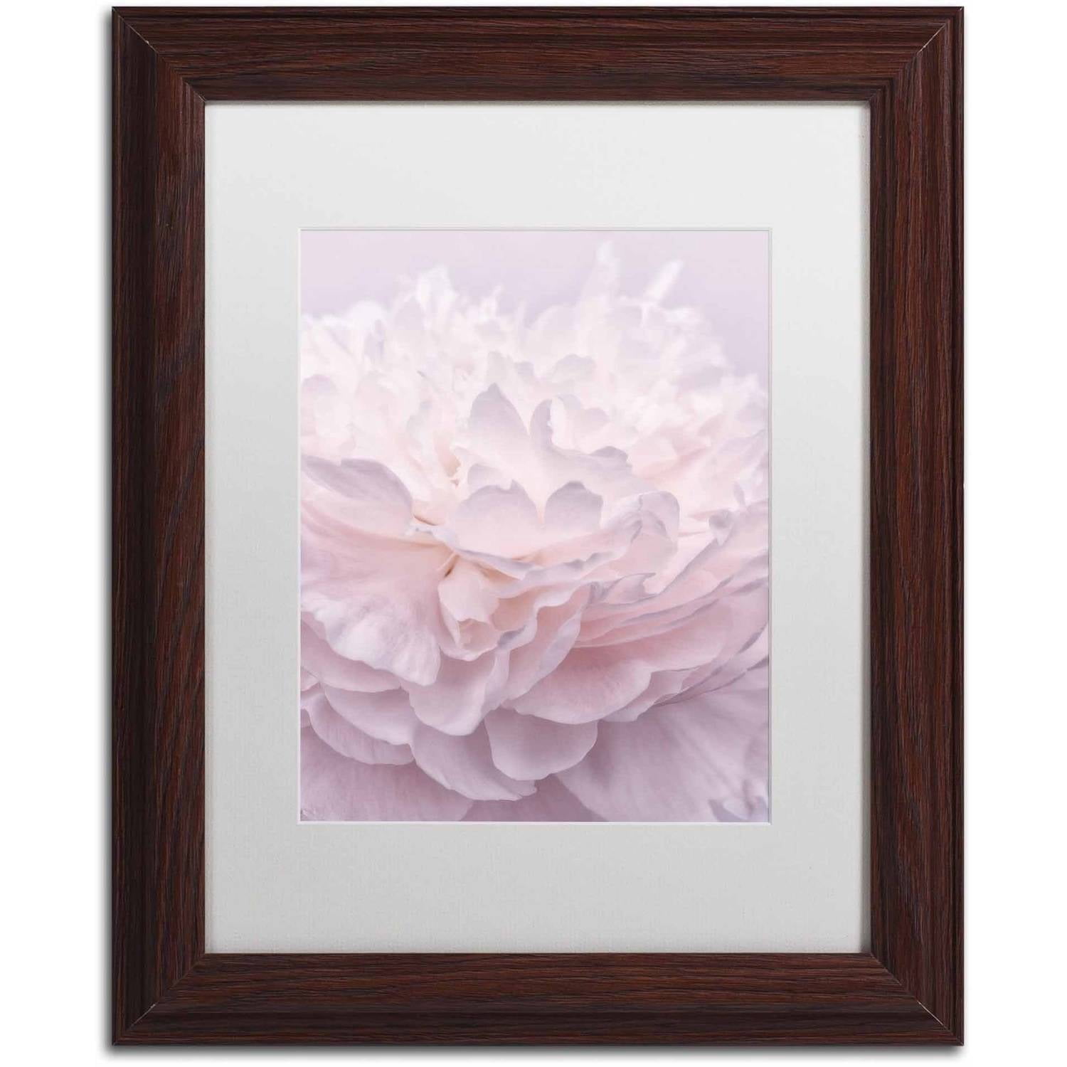 Trademark Fine Art 'Pink Peony Petals I' Canvas Art by Cora Niele, White Matte, Wood Frame