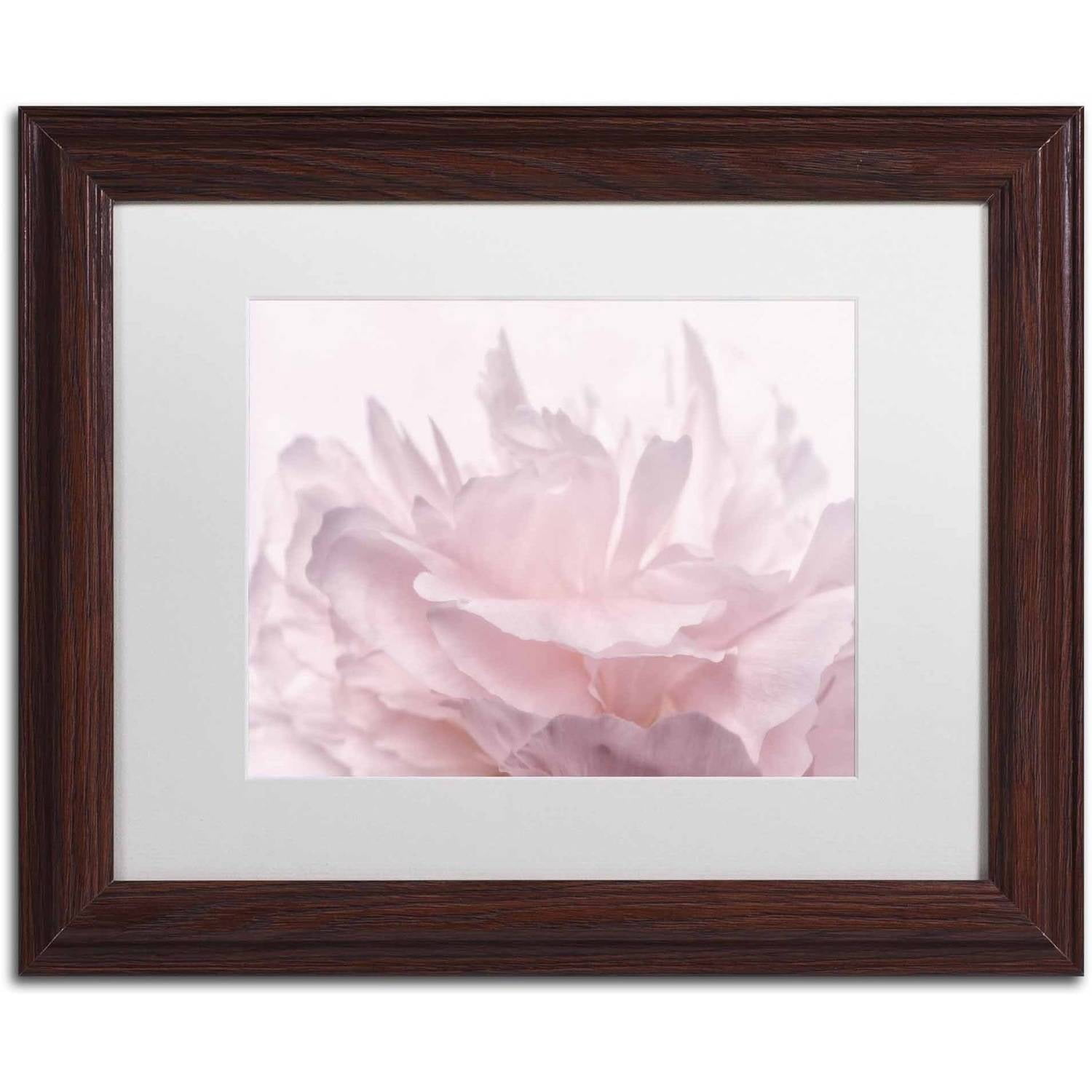 Trademark Fine Art 'Pink Peony Petals III' Canvas Art by Cora Niele, White Matte, Wood Frame