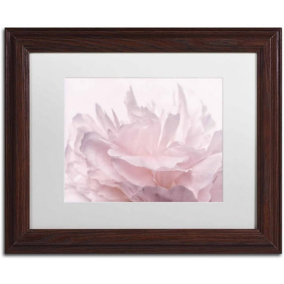 Trademark Fine Art 'Pink Peony Petals III' Canvas Art by Cora Niele, White Matte, Wood Frame