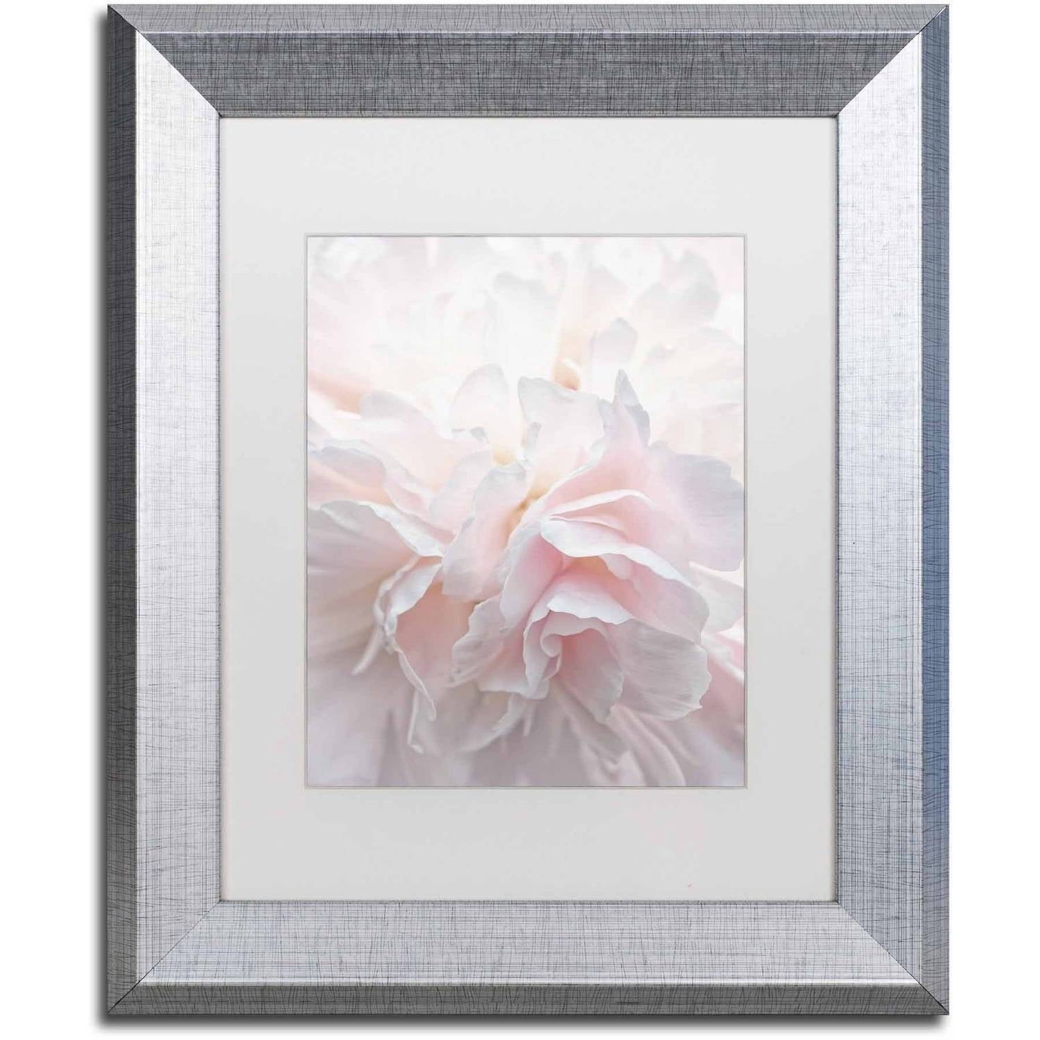 Trademark Fine Art 'Pink Peony Petals IV' Canvas Art by Cora Niele, White Matte, Silver Frame