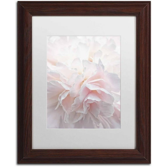 Trademark Fine Art 'Pink Peony Petals IV' Canvas Art by Cora Niele, White Matte, Wood Frame