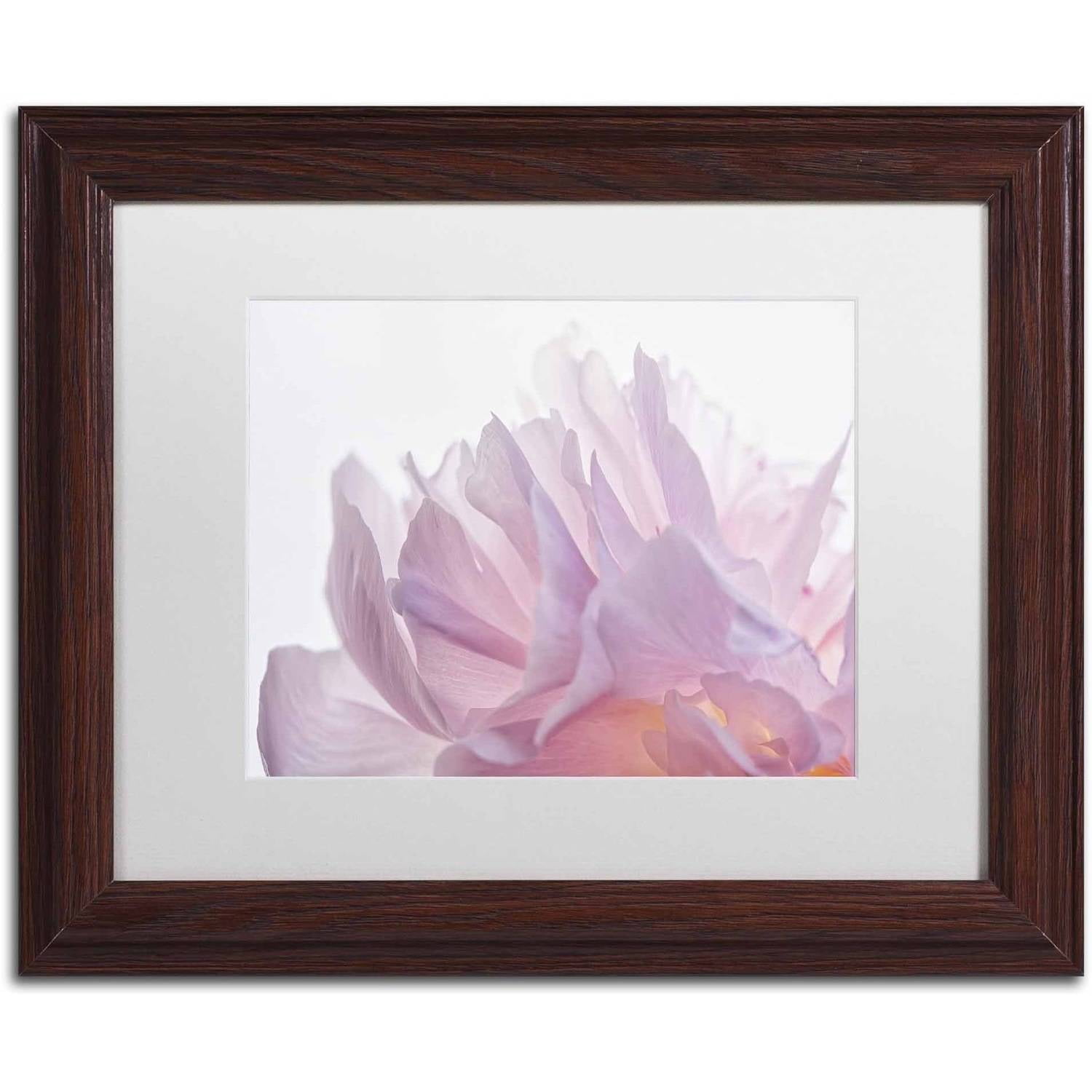 Trademark Fine Art 'Pink Peony Petals VI' Canvas Art by Cora Niele, White Matte, Wood Frame