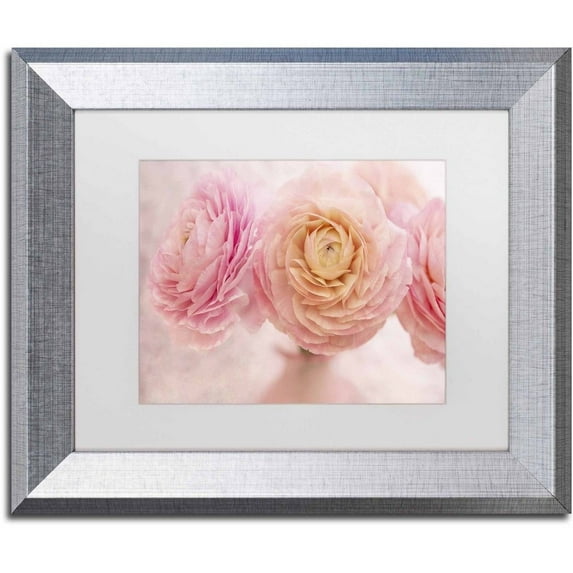 Trademark Fine Art 'Pink Persian Buttercup Bouquet' Canvas Art by Cora Niele, White Matte, Silver Frame