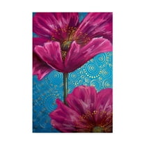 Trademark Fine Art 'Pink Poppies On Blue' Canvas Art by Cherie Roe Dirksen