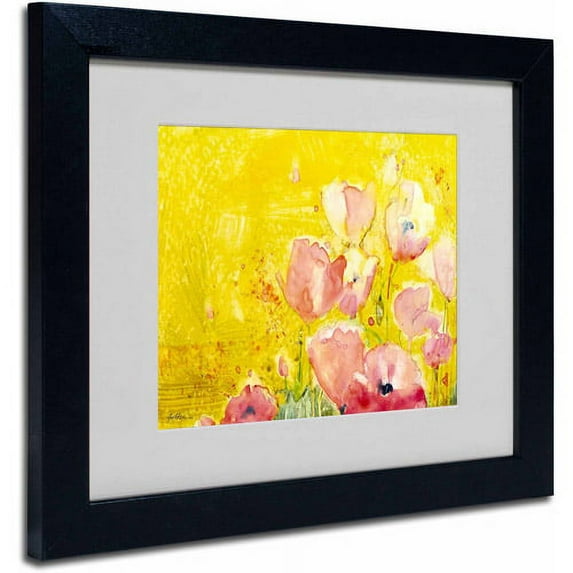 Trademark Fine Art "Pink Poppy Field" Canvas Art by Sheila Golden, Black Frame