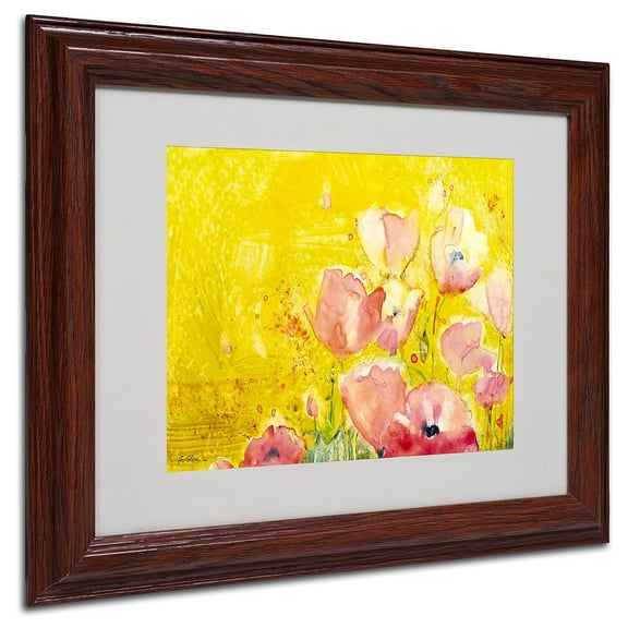 Trademark Fine Art "Pink Poppy Field" Canvas Art by Sheila Golden, Wood Frame