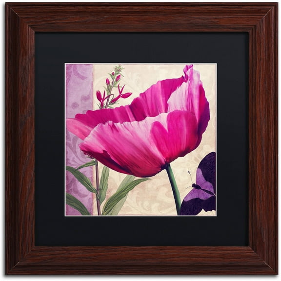 Trademark Fine Art " Pink Poppy I " Canvas Art by Color Bakery Black Matte, Wood Frame