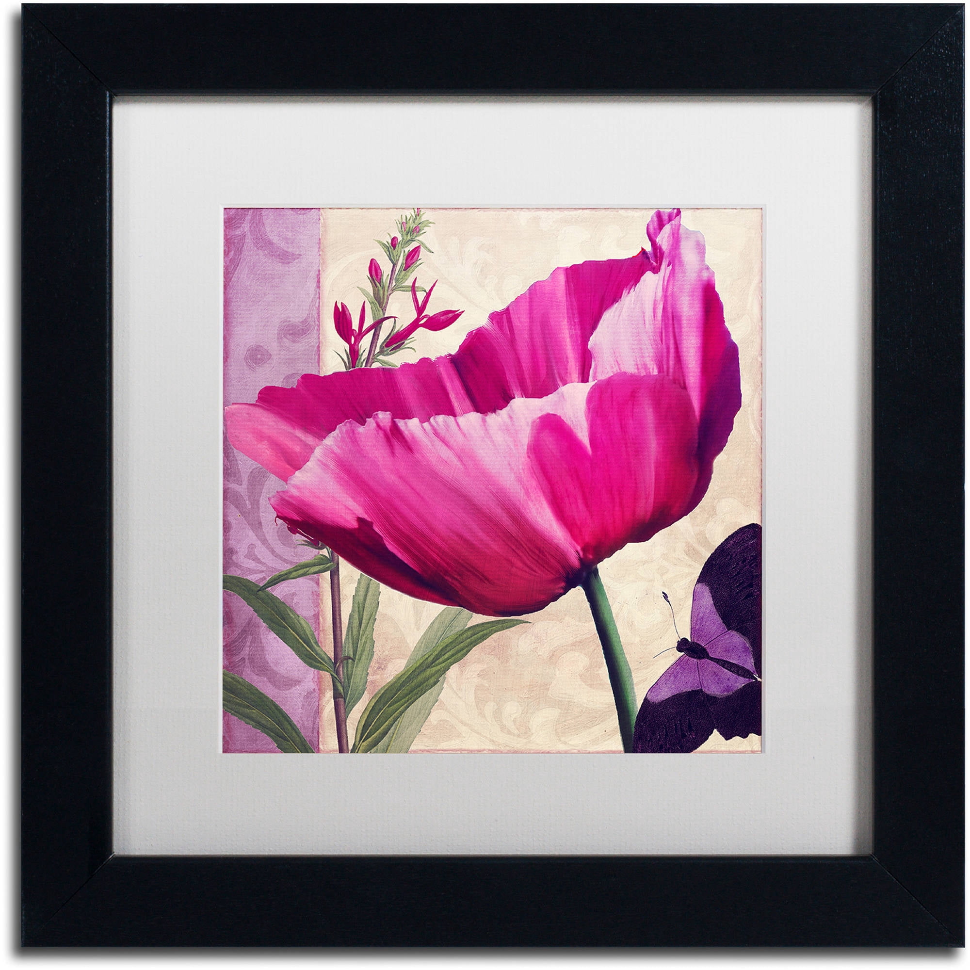 Trademark Fine Art " Pink Poppy I " Canvas Art by Color Bakery White Matte, Black Frame