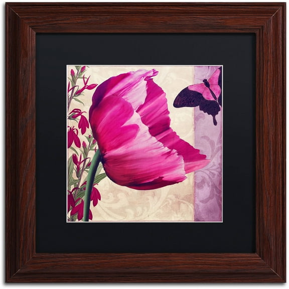 Trademark Fine Art " Pink Poppy II " Canvas Art by Color Bakery Black Matte, Wood Frame