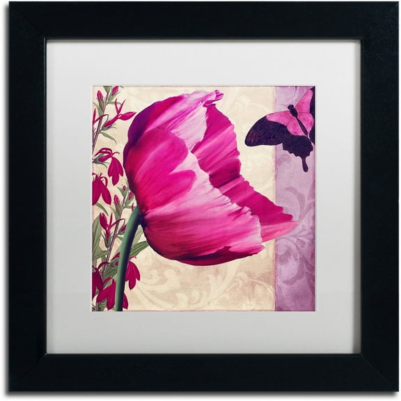 Trademark Fine Art " Pink Poppy II " Canvas Art by Color Bakery White Matte, Black Frame