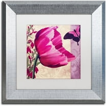 Trademark Fine Art " Pink Poppy II " Canvas Art by Color Bakery White Matte, Silver Frame