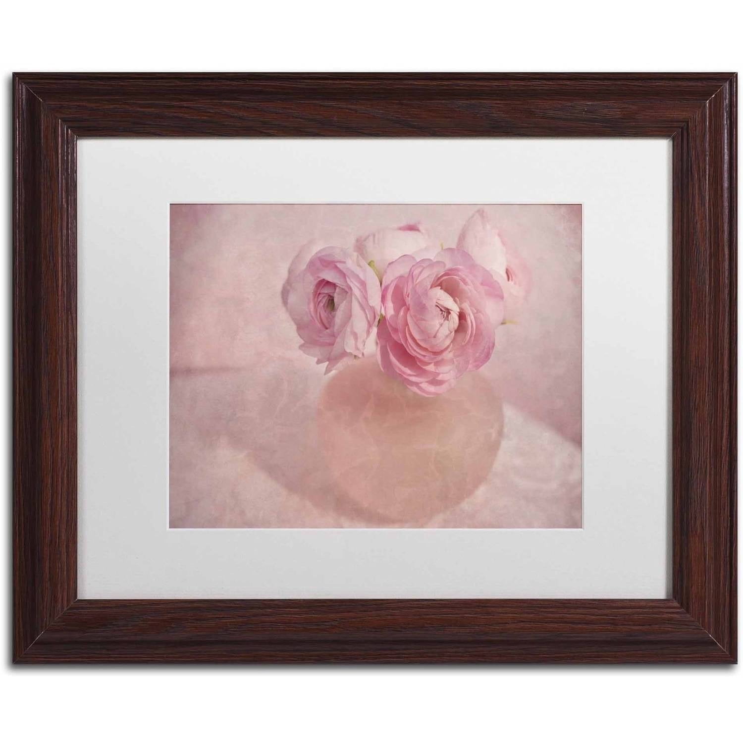 Trademark Fine Art 'Pink Ranunculus Bouquet' Canvas Art by Cora Niele, White Matte, Wood Frame