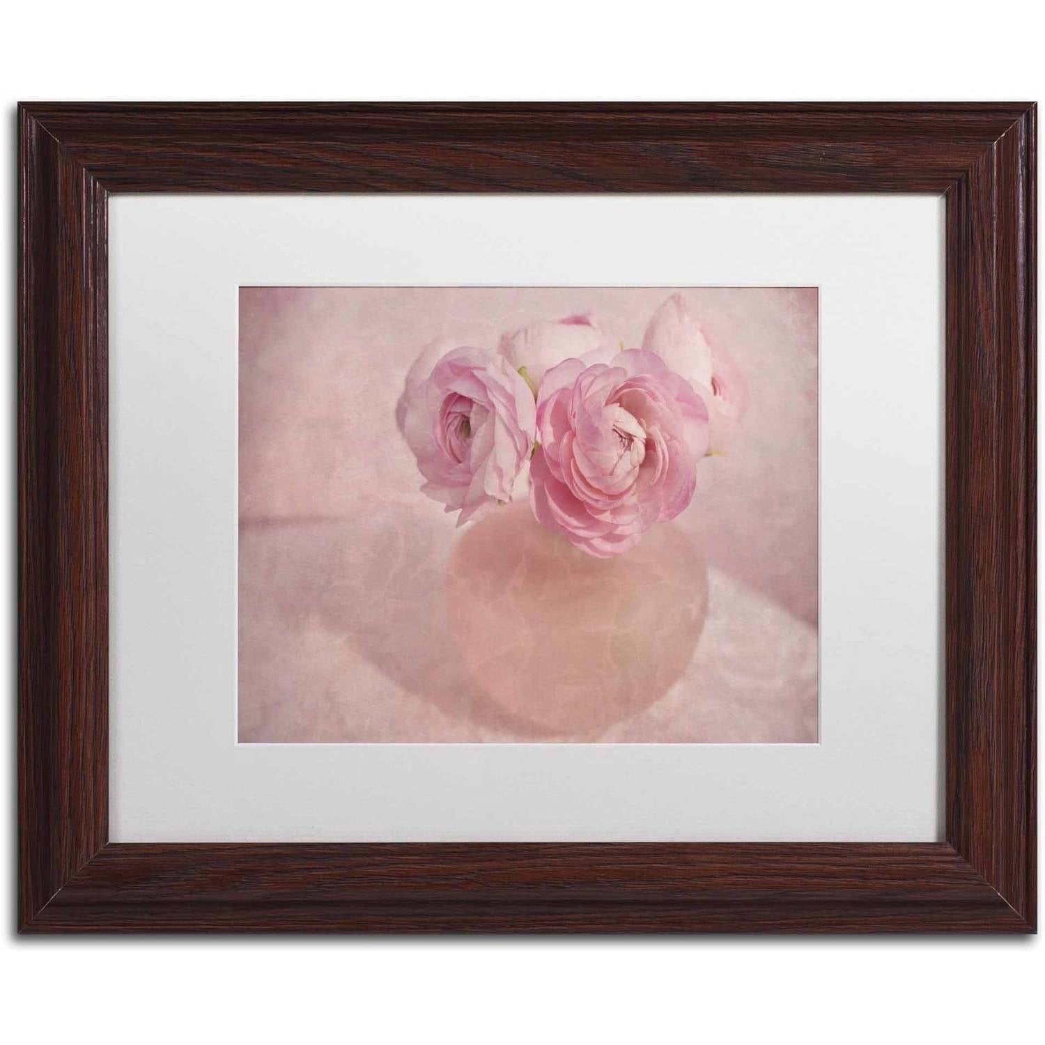 Trademark Fine Art 'Pink Ranunculus Bouquet' Canvas Art by Cora Niele, White Matte, Wood Frame